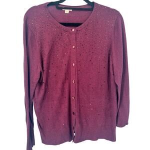 Merona Plum Rhinestone Embellished Cardigan - XXL